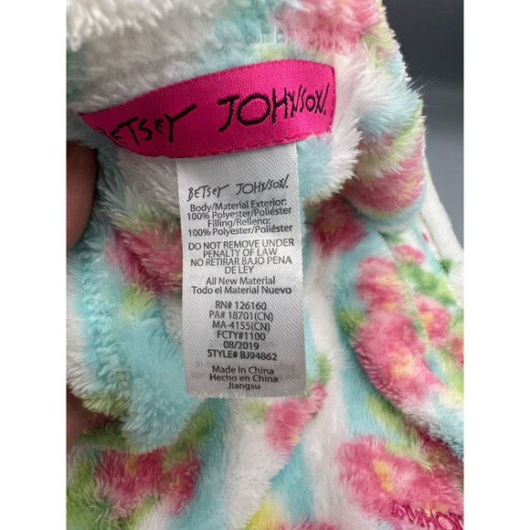 Betsey Johnson Puppy Lovey Security Blanket Baby Blankie 13" Blue Floral Soft - Picture 2 of 7